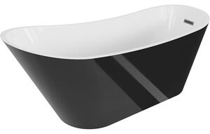 Mexen Alta, cadă de sine stătătoare 170 x 75 cm, alb-negru, grafit mat, preaplin, 52141707575-66