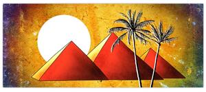 Tablou cu piramidele egiptene pictate (120x50 cm)