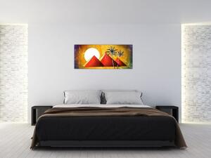 Tablou cu piramidele egiptene pictate (120x50 cm)