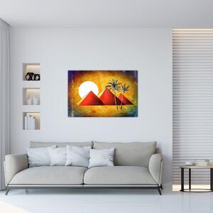 Tablou cu piramidele egiptene pictate (90x60 cm)