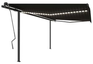 Copertină retractabilă manual, cu LED, antracit, 4x3,5 m