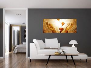 Tablou - pictura mâinilor pline de dragoste (120x50 cm)