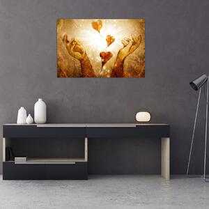 Tablou - pictura mâinilor pline de dragoste (90x60 cm)