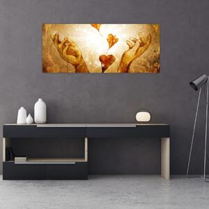 Tablou - pictura mâinilor pline de dragoste (120x50 cm)