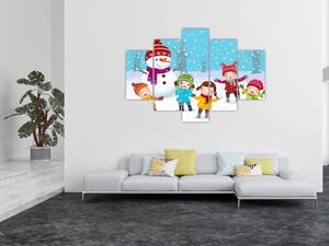 Tablou - Bucurii de iarnă pentru copii (150x105 cm)