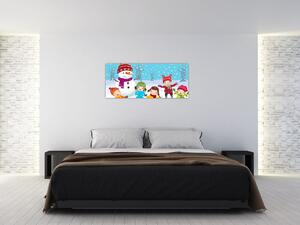 Tablou - Bucurii de iarnă pentru copii (120x50 cm)
