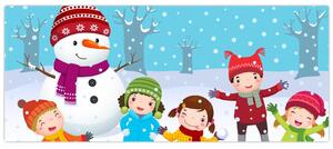Tablou - Bucurii de iarnă pentru copii (120x50 cm)