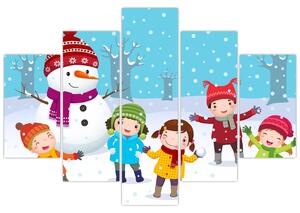 Tablou - Bucurii de iarnă pentru copii (150x105 cm)