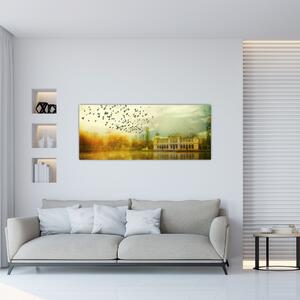 Tablou peisajului pictat cu sediul (120x50 cm)