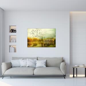 Tablou peisajului pictat cu sediul (90x60 cm)