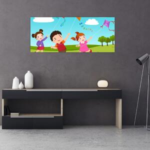 Tablou - Copii cu zmeu (120x50 cm)