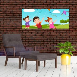 Tablou - Copii cu zmeu (120x50 cm)