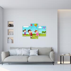Tablou - Copii cu zmeu (90x60 cm)