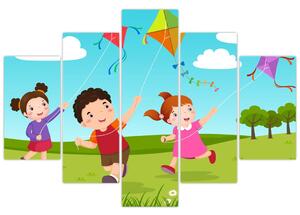 Tablou - Copii cu zmeu (150x105 cm)