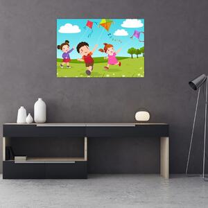 Tablou - Copii cu zmeu (90x60 cm)
