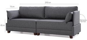 Canapea Fixa cu 3 Locuri Eren, Gri, 210 x 80 x 75 cm