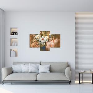 Tablou -Buchet de flori pictat (90x60 cm)