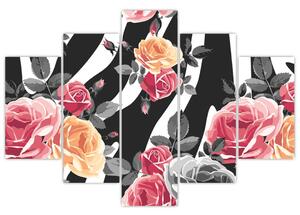 Tablou cu trandafiri înfloriți (150x105 cm)