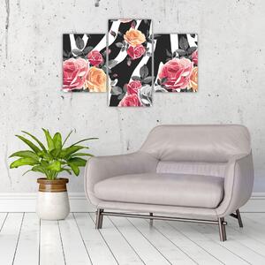 Tablou cu trandafiri înfloriți (90x60 cm)