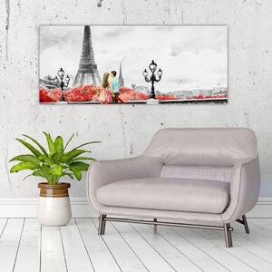 Tablou îndrăgostiții în Paris (120x50 cm)