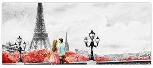 Tablou îndrăgostiții în Paris (120x50 cm)