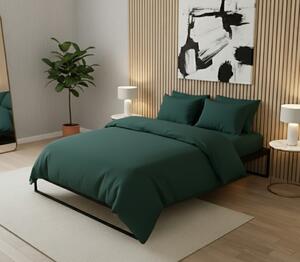 Lenjerie de pat matrimonial Premium Ranforce uni verde petrol/ 200x220 cm dimensiune standard