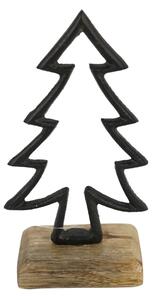 Decoratiune de Craciun CHRISTMAS TREE din lemn de mango 17cm, neagra