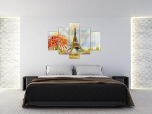 Tablou pictat cu turnul Eiffel (150x105 cm)