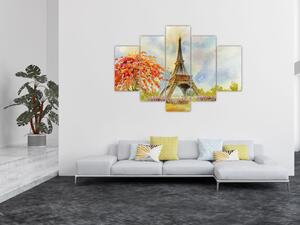 Tablou pictat cu turnul Eiffel (150x105 cm)