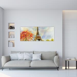 Tablou pictat cu turnul Eiffel (120x50 cm)