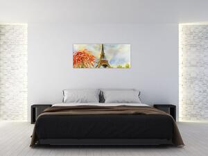 Tablou pictat cu turnul Eiffel (120x50 cm)