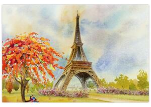 Tablou pictat cu turnul Eiffel (90x60 cm)