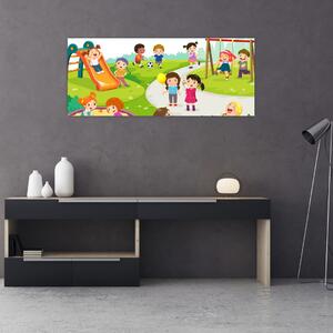 Tablou cu bucuriile copiilor în nisip (120x50 cm)