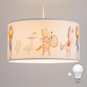 Brilagi - Lustră LED suspendată pentru copii BOBO 1xE27/60W/230V pr. 35 cm alb/cu animale