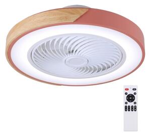 Brilagi - Corp de iluminat LED dimabil cu ventilator LED/38W/230V 50 cm roz/stejar + telecomandă