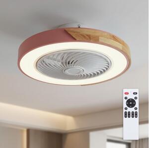 Brilagi - Corp de iluminat LED dimabil cu ventilator LED/38W/230V 50 cm roz/stejar + telecomandă