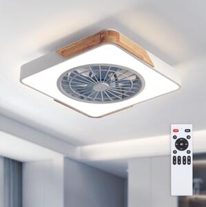 Brilagi - Plafonieră LED reglabilă cu ventilator LED/38W/230V, 50 cm, alb/stejar + telecomandă