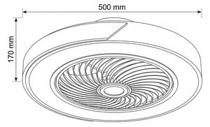 Brilagi - Lampă LED dimabilă cu ventilator, 38 W, 230 V, 50 cm, albastru/stejar + telecomandă