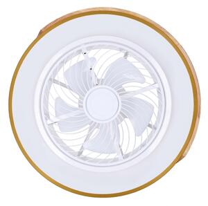 Brilagi - Corp de iluminat LED dimabil cu ventilator, 38W/230V, 50 cm, auriu/stejar + telecomandă