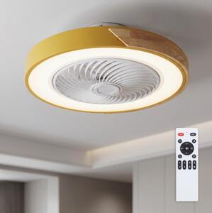 Brilagi - Corp de iluminat LED dimabil cu ventilator, 38W/230V, 50 cm, auriu/stejar + telecomandă