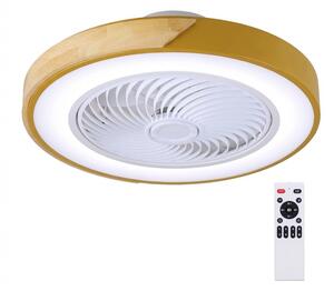 Brilagi - Corp de iluminat LED dimabil cu ventilator, 38W/230V, 50 cm, auriu/stejar + telecomandă