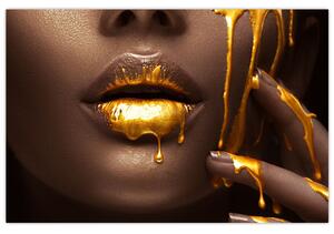 Tablou - Femeie cu buze aurii (90x60 cm)