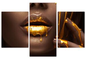 Tablou - Femeie cu buze aurii (90x60 cm)