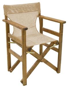 Scaun regizor Retto fag masiv culoarea nuc, PVC bej-ecru
