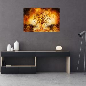 Tablou natural abstract cu copac (90x60 cm)