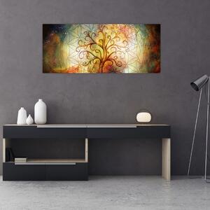 Tablou abstract cu copac (120x50 cm)