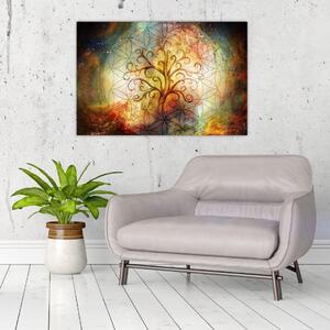 Tablou abstract cu copac (90x60 cm)