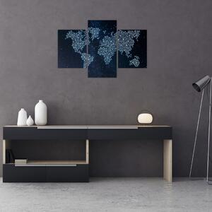Tablou - Harta lumii cu stele (90x60 cm)