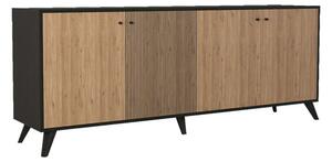 Consola Flipter melaminat stejar - negru 182x40x78.6cm