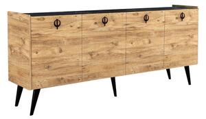 Comoda Model Jeslie, Stejar/Gri inchis, 180x40x79 cm